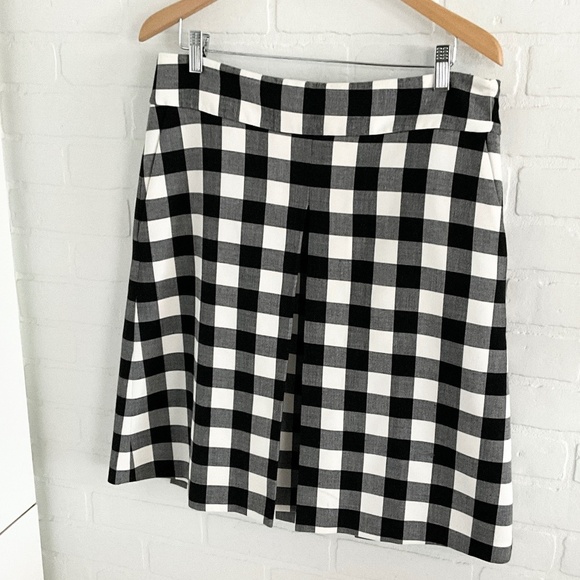 1901 Nordstrom A line skirt Gingham Black White Pockets Lined Like new Size 14 - Picture 3 of 10